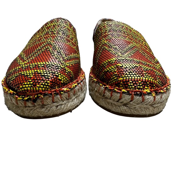 Soft Surroundings Nissa Espadrille Metallic Woven Tribal Print Slip On Shoes 7 - Picture 8 of 14